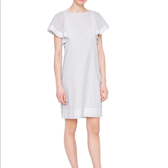 J. Crew Swiss Dot Flounce Sleeve Dress - Picture 1 of 7